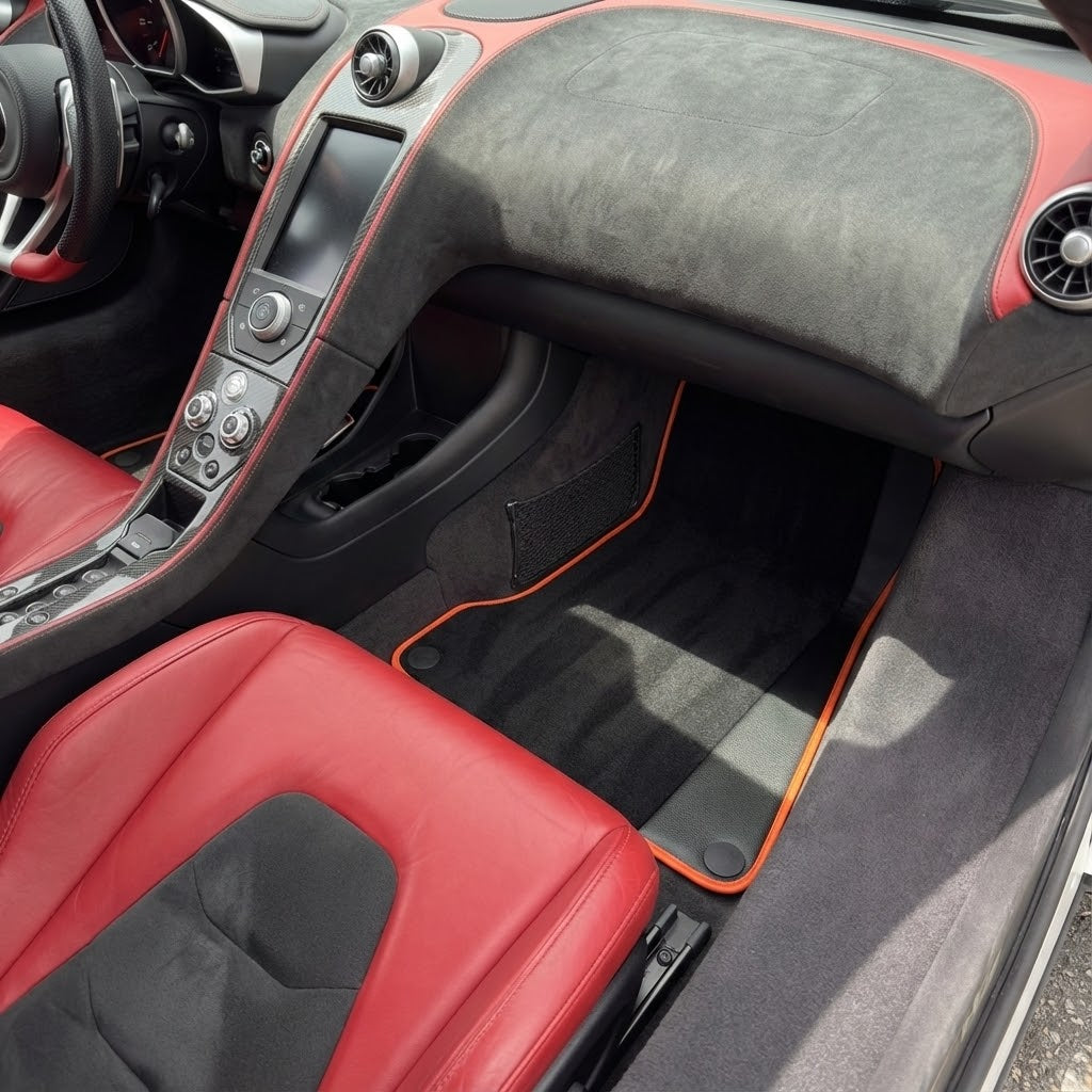 Black Floor Mats for McLaren MP4-12C (2011–2014) With Alcantara Leather