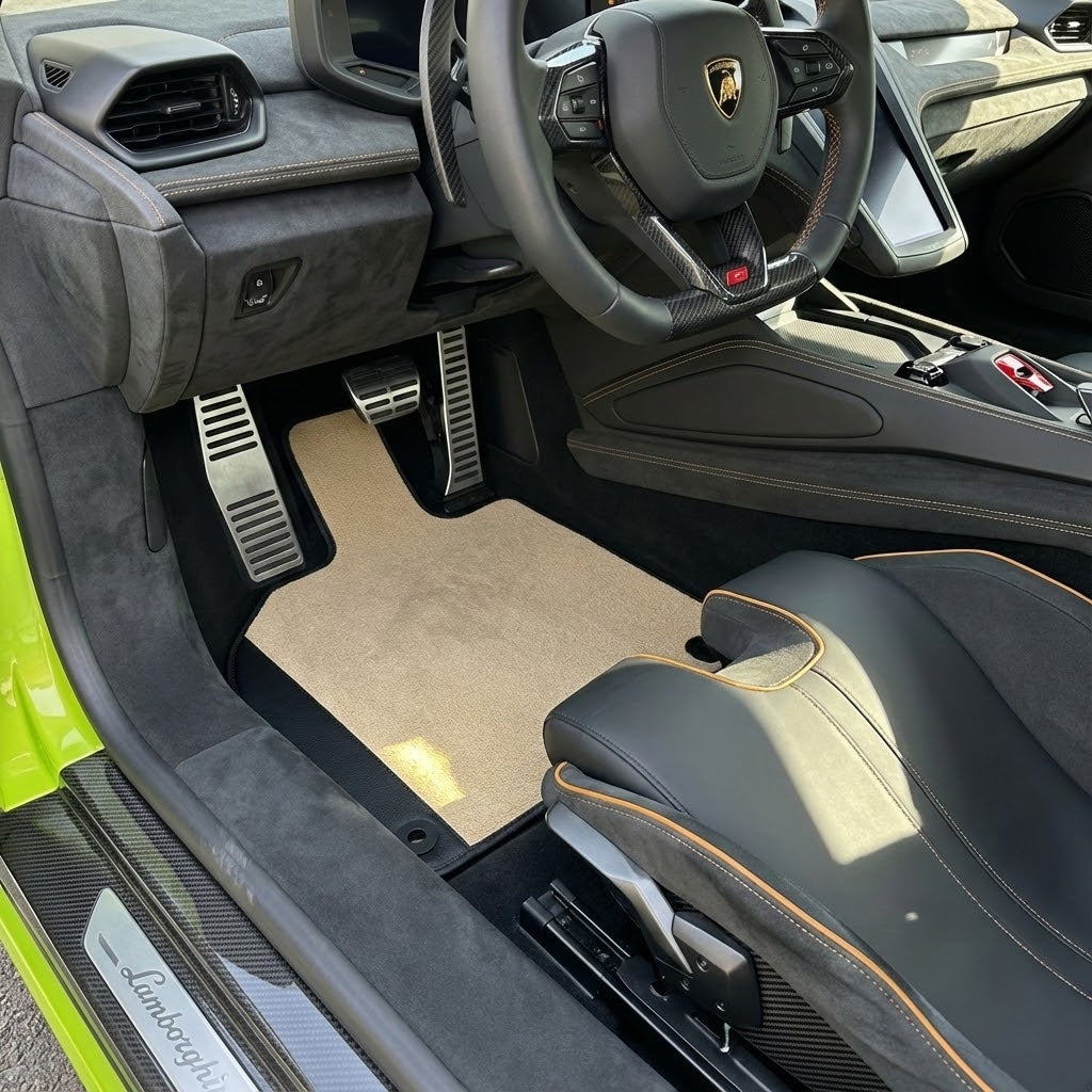 Orange Leather Floor Mats for Lamborghini Temerario (2025-2026) - AutoWin