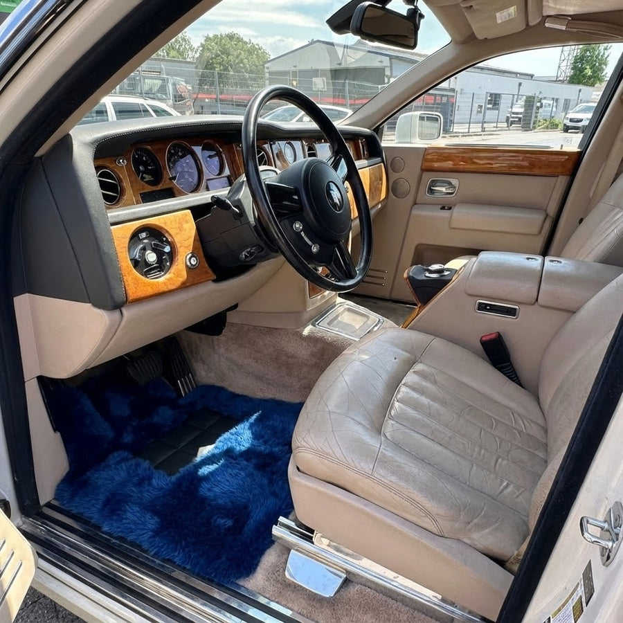 Navy Blue Sheepskin Floor Mats for Rolls Royce Phantom Sedan (2003-2016) | ER56 Design
