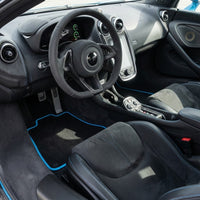 Black Floor Mats for McLaren 570S (2015-2021) with Blue Trim