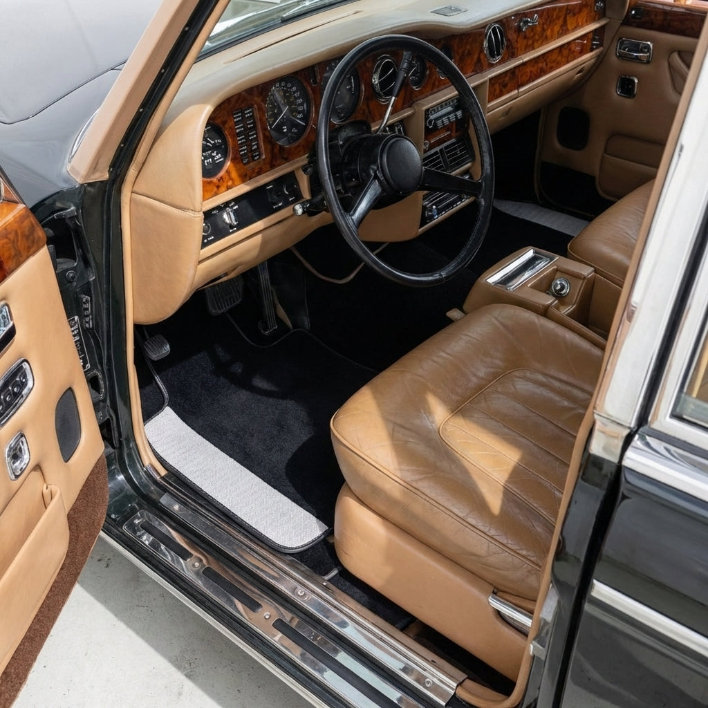 Dark Blue Sheepskin Floor Mats for Rolls-Royce Wraith (2013–2023) - AutoWin