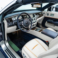 Black Floor Mats for Rolls Royce Dawn (2016-2023) with Green Leather Borders