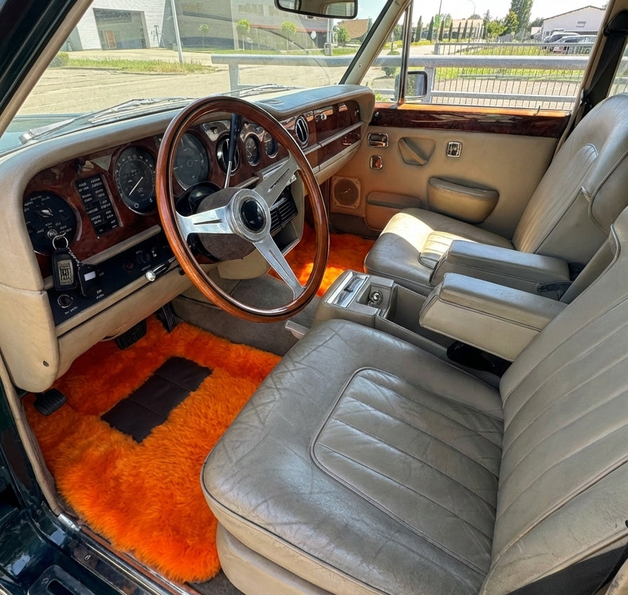 Orange Sheepskin Floor Mats For Rolls Royce Wraith 2013–2023 Er56 Design