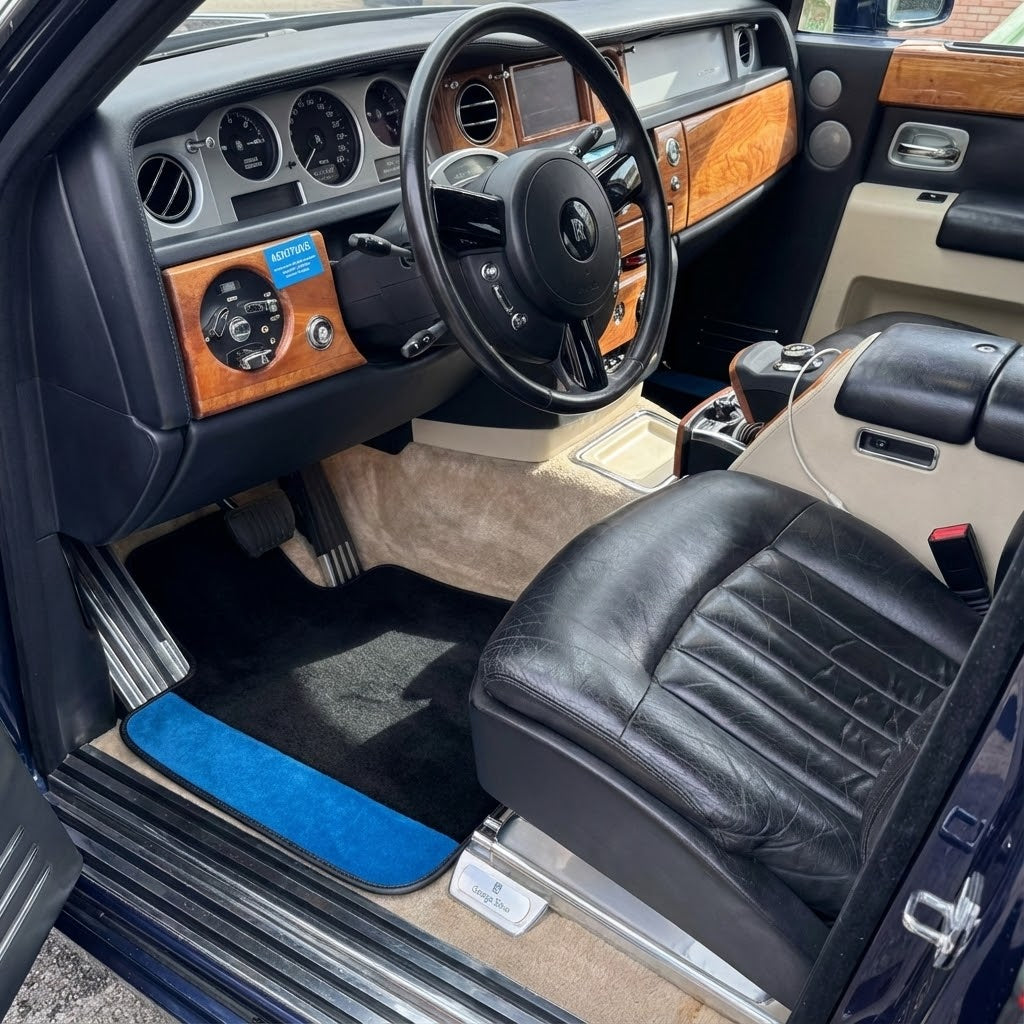 Custom Floor Mats for Rolls Royce Phantom VIII (2017-2024) with Blue Alcantara
