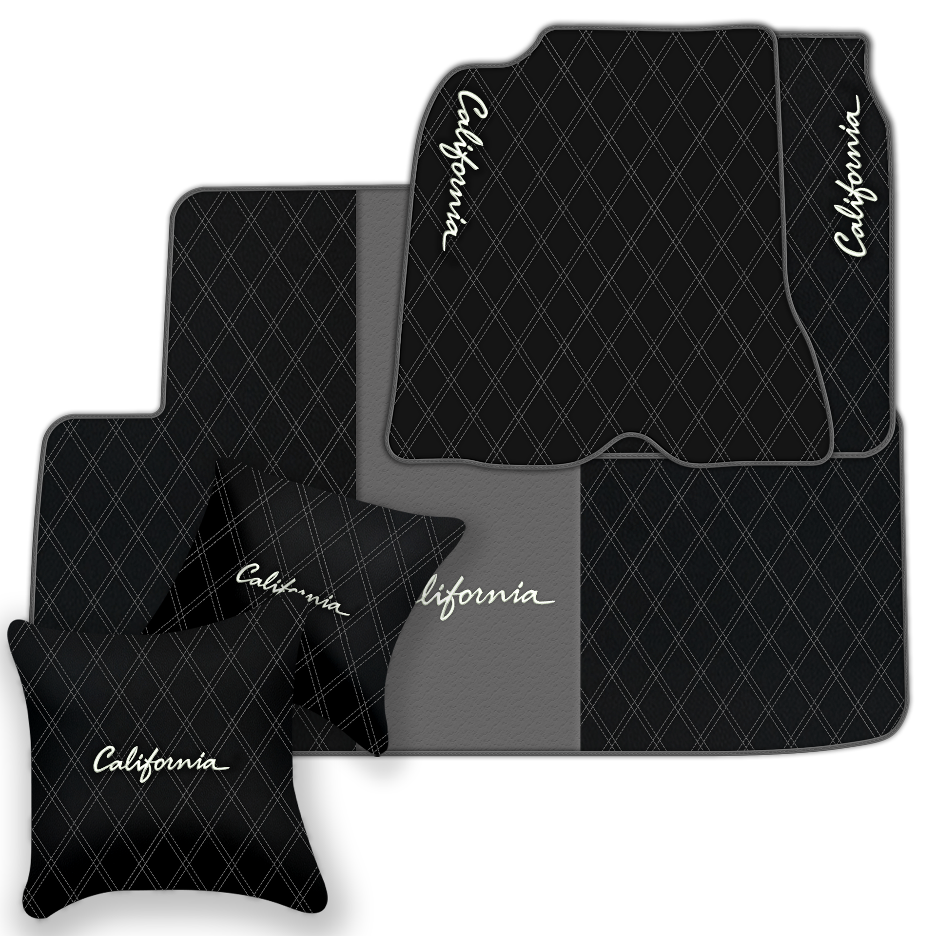 Orange Stitching Black Leather Floor Mats for Lamborghini Urus