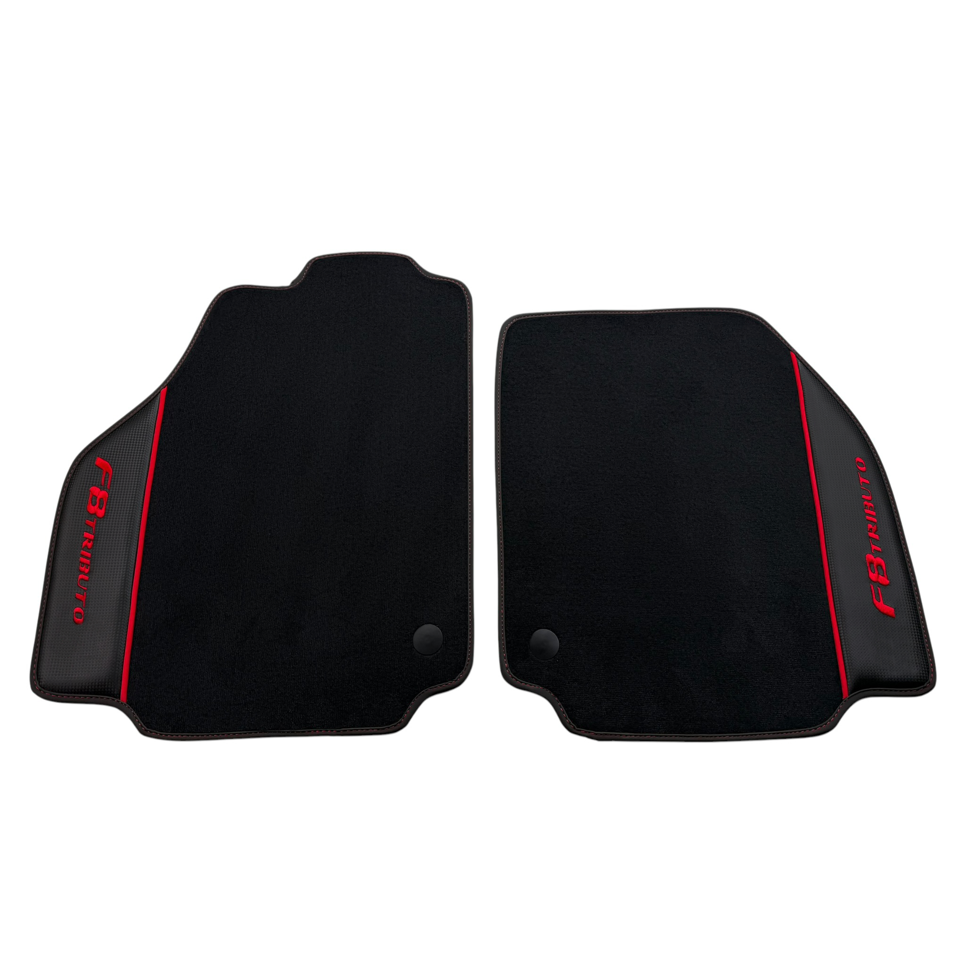 Premium Black Leather & Carbon Fiber Floor Mats for Ferrari F8 Tributo
