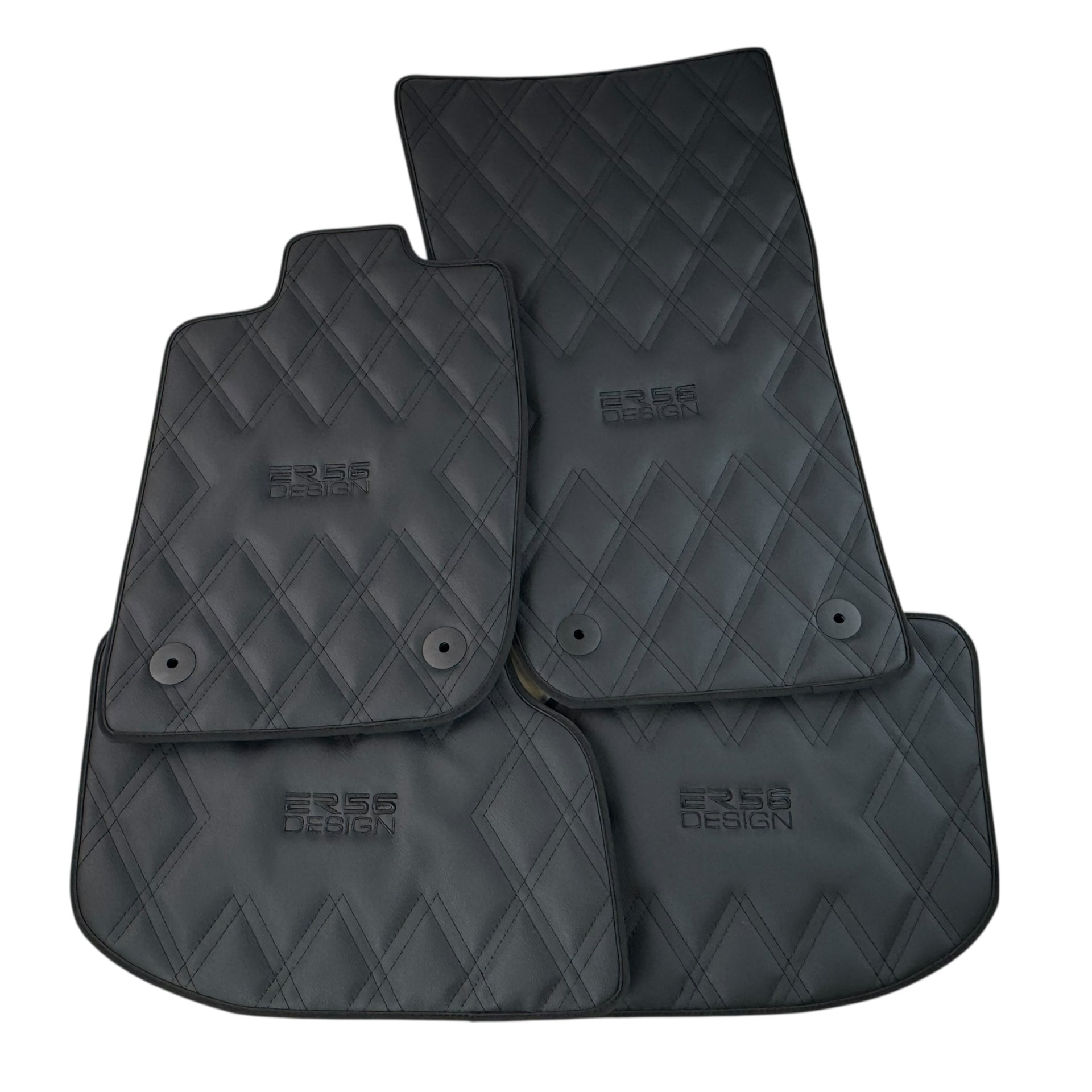 Bentley Continental GT (2018–2023) Black Floor Mats - with Leather | ER56 Design