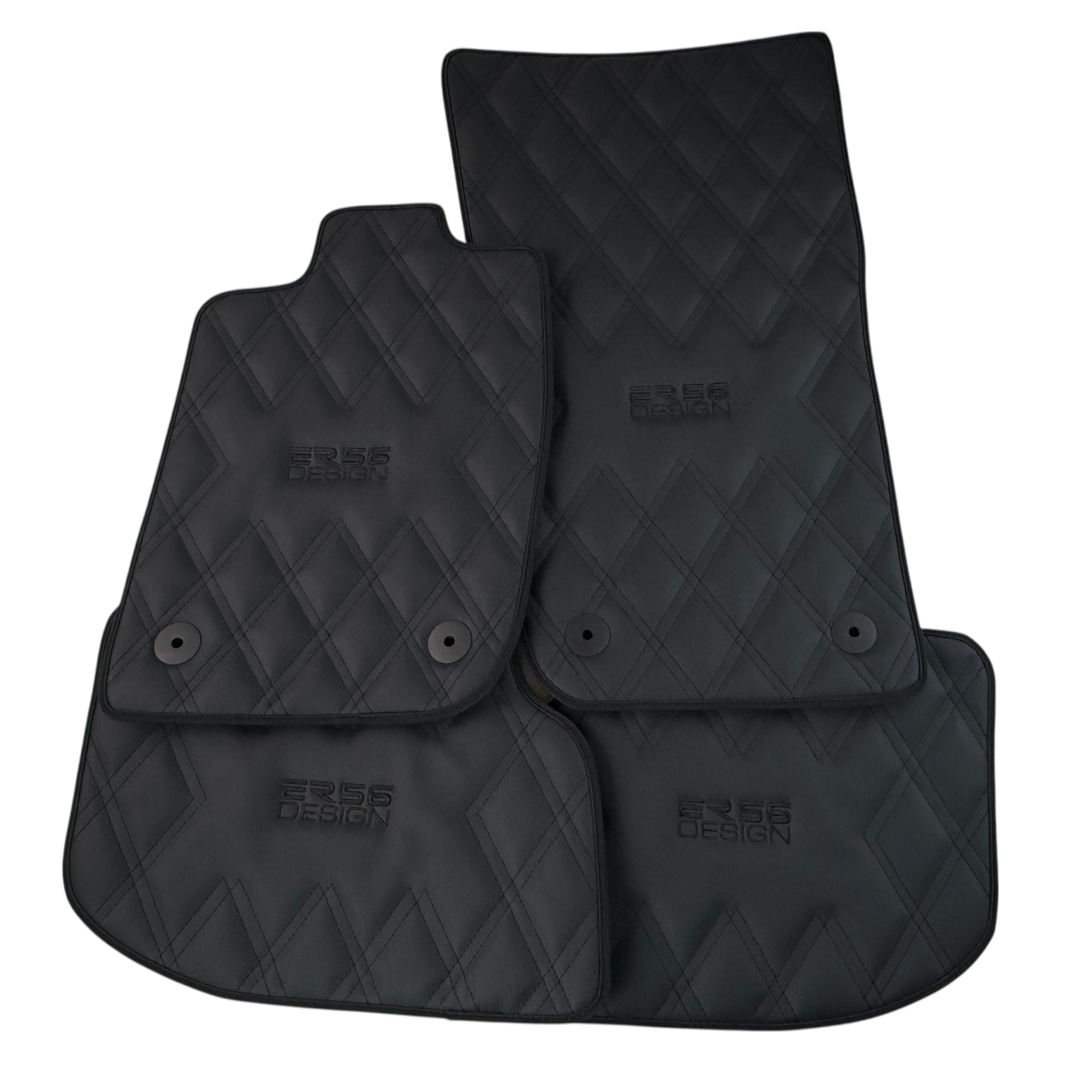 Bentley Continental GT (2018–2023) Black Floor Mats - with Leather | ER56 Design