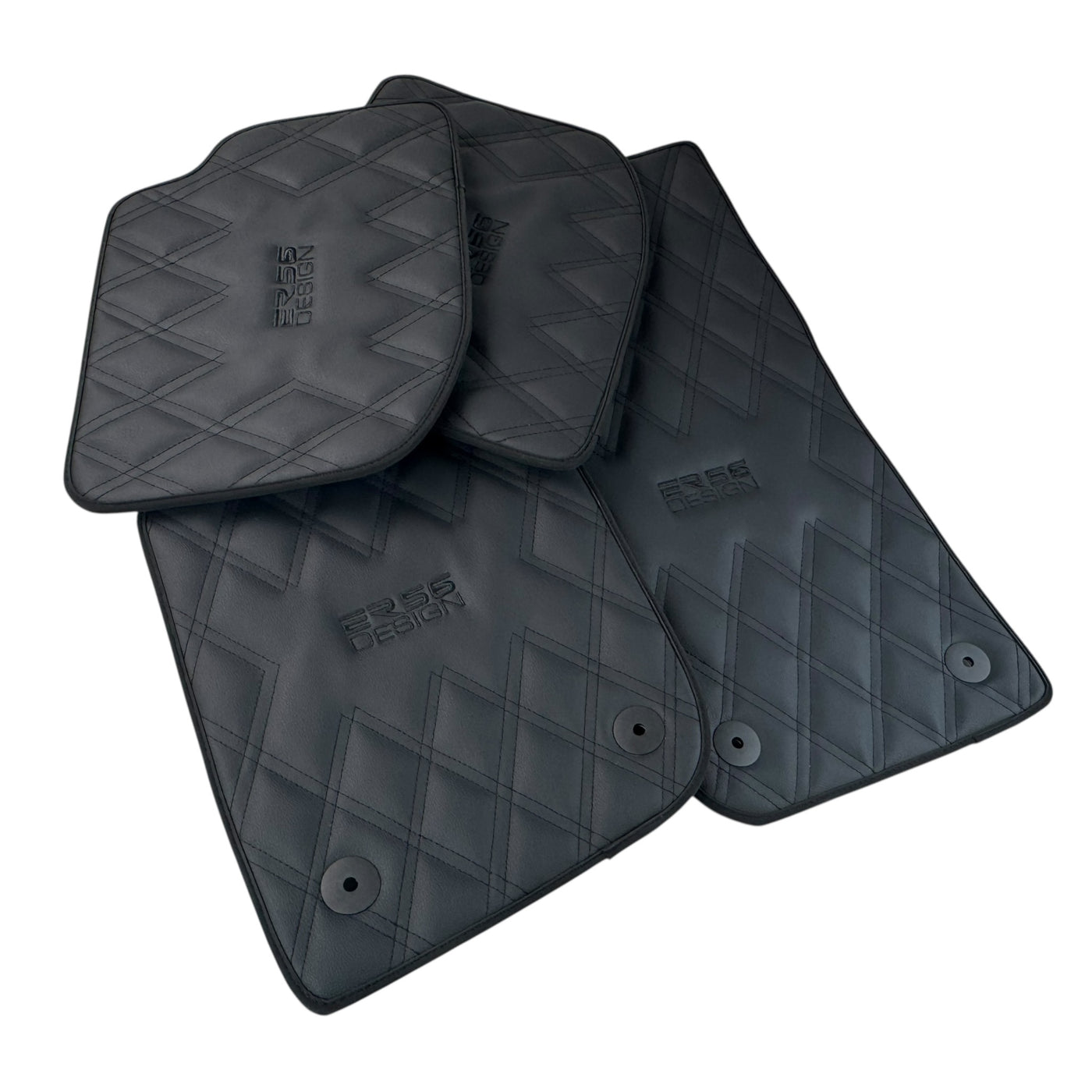Bentley Continental GT (2018–2023) Black Floor Mats - with Leather | ER56 Design