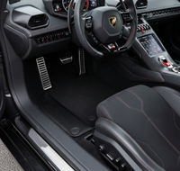 Custom Black Floor Mats for Lamborghini Huracan EVO 2019-2024 with Carbon Fiber Leather Borders