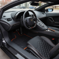 Customizable Black Leather Floor Mats For Lamborghini Aventador with Orange Trim