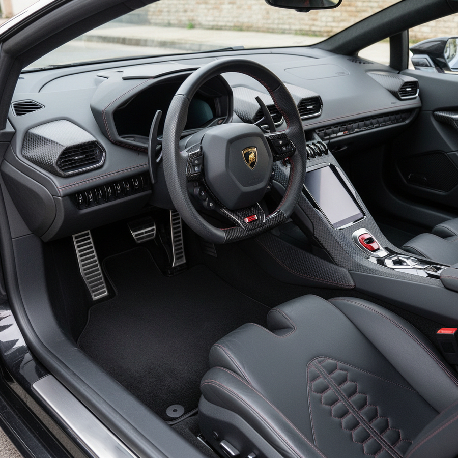 Black Carpet Floor Mats for Lamborghini Huracan STO