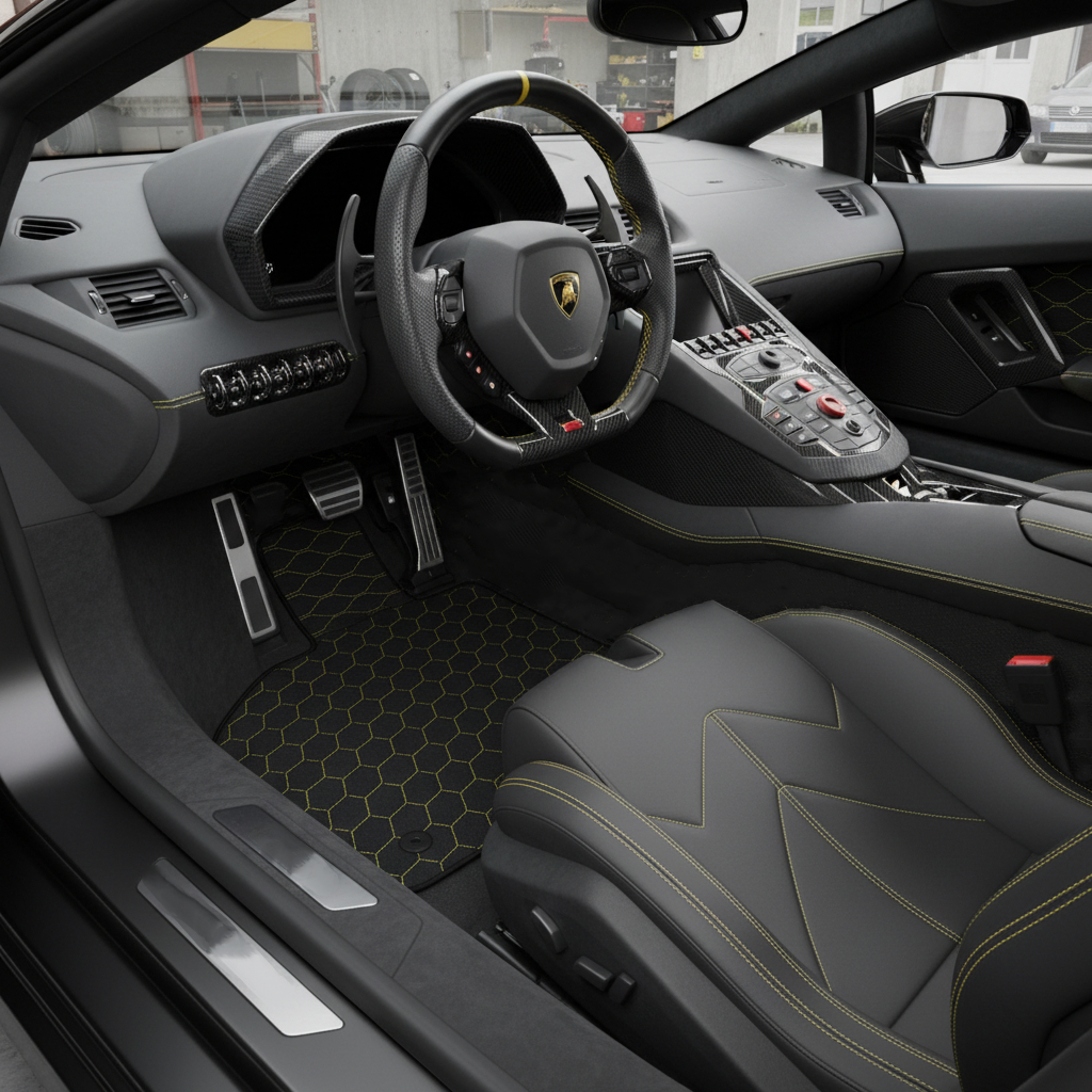Interior look of floor mats for Lamborghini Aventador (2012-2022)