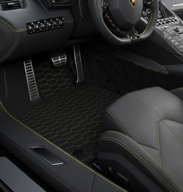 Interior look of floor mats for Lamborghini Aventador (2012-2022)