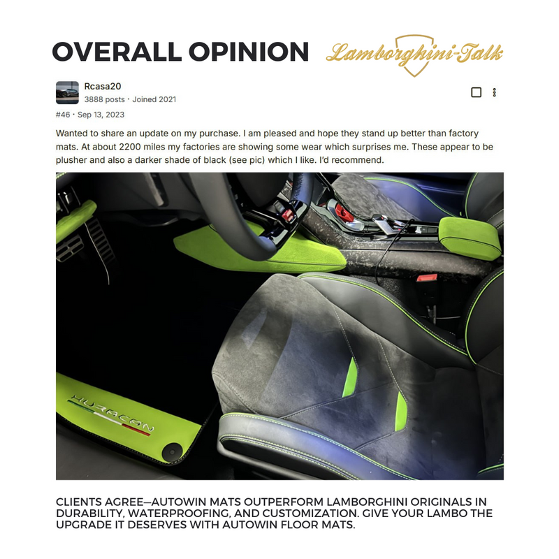 Lamborghini VS AutoWin Floor Mats - Overall Opinion