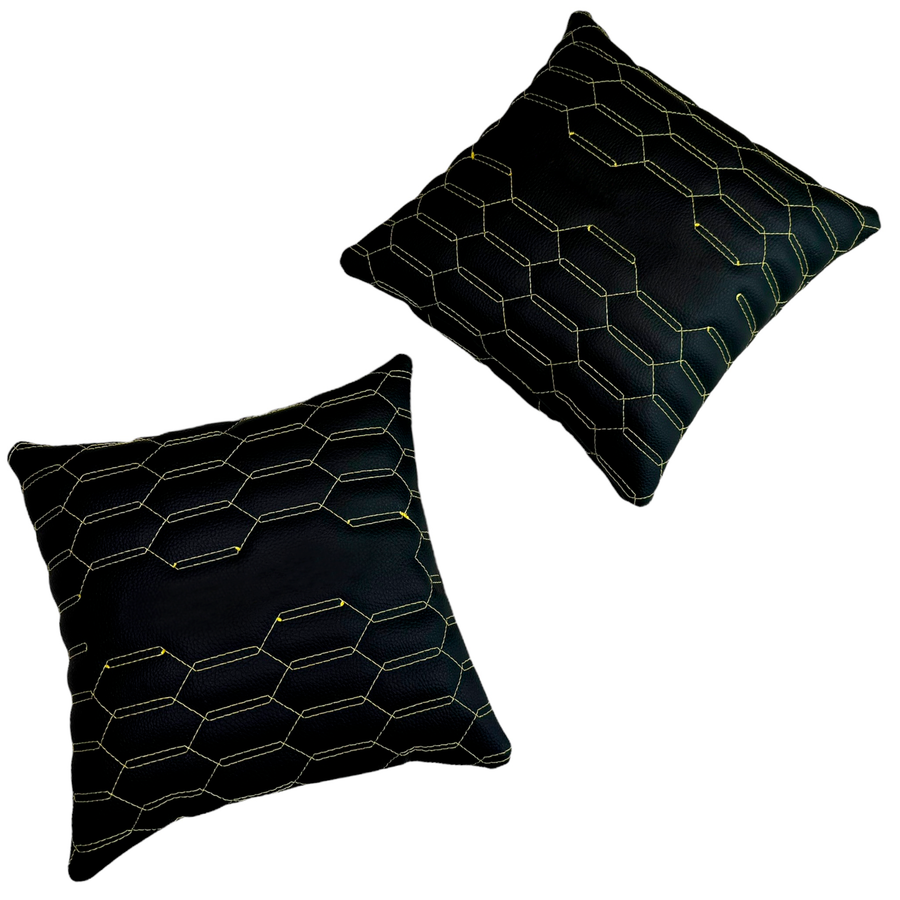 Customizable Black Leather Pillows Set of 2 | Yellow Sewing