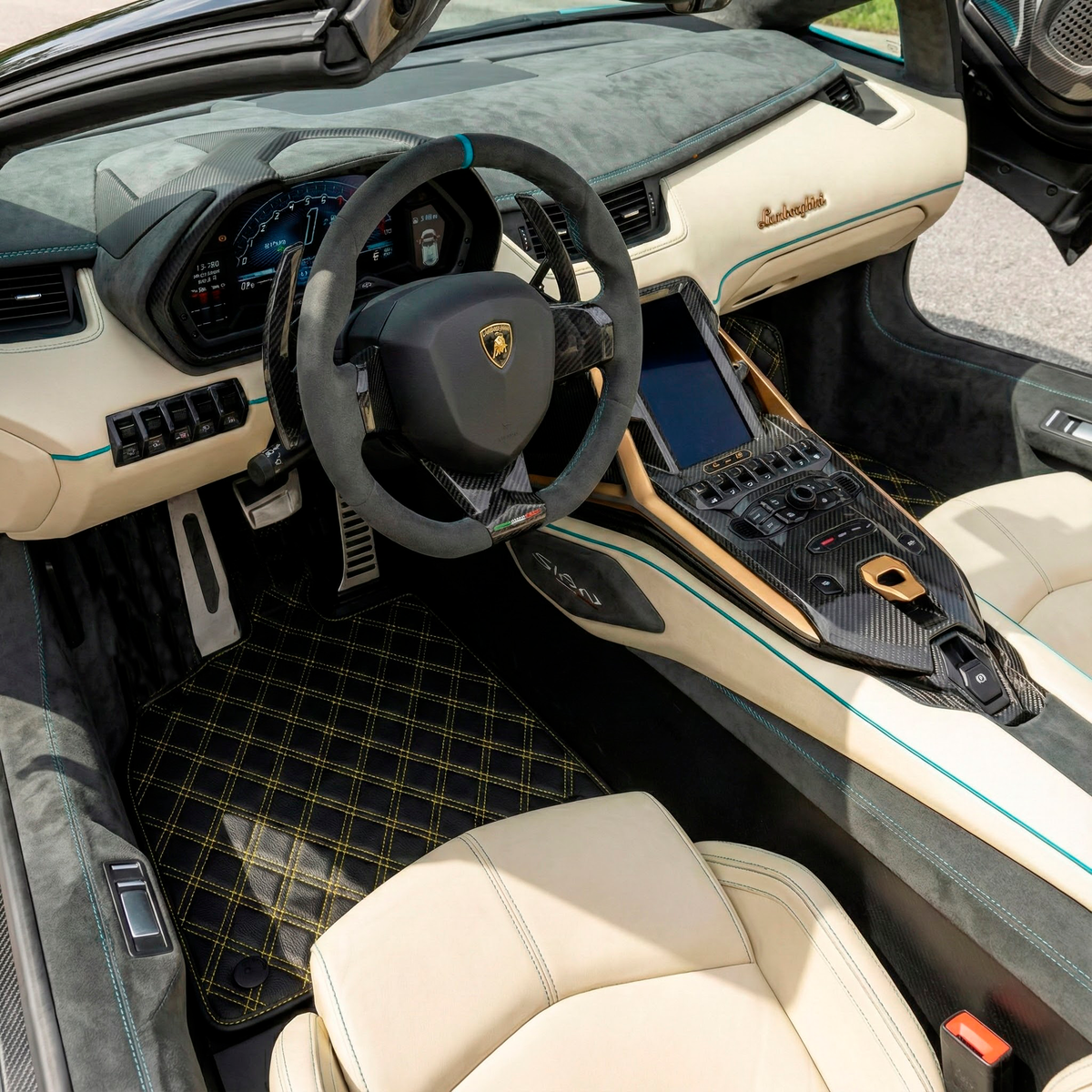 Interior look of floor mats for Lamborghini Sian (2020-2022)