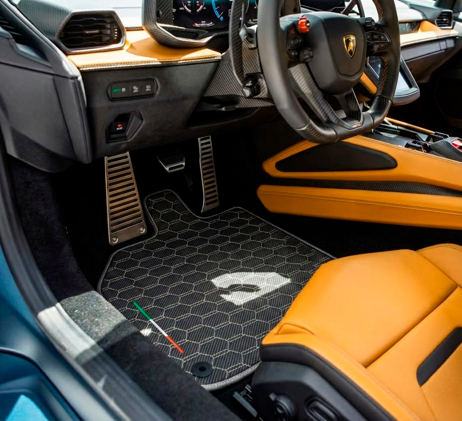 Carbon Fiber Leather Floor Mats for Lamborghini Temerario (2025-2026)