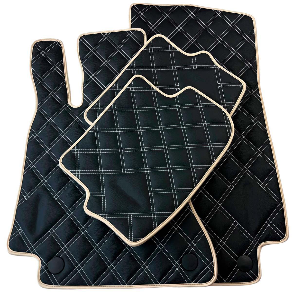 Customizable Black and Beige Trim Floor Mats For Mercedes Benz GL-Class X166 (2012-2015) - AutoWin