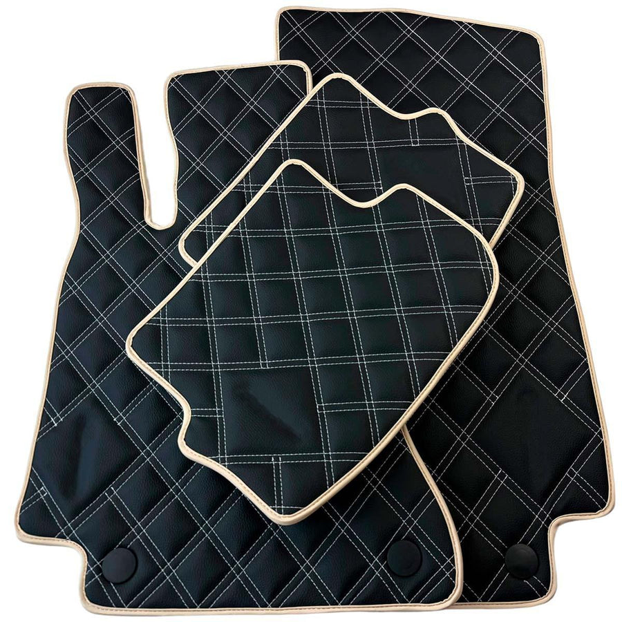 Customizable Black and Beige Trim Floor Mats For Mercedes Benz E-Class W124 Sedan (1985-1995) - AutoWin