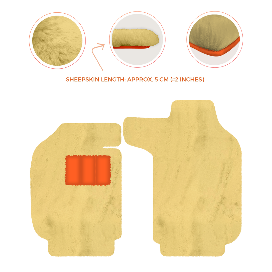 Sheepskin Floor Mats for Porsche 911 SC (1978-1984) - Sheepskin Length, Various Color Options