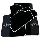 Black Floor Mats for Mini Cooper / One F55 5-Doors (2015-2023) with Leather | White Trim - AutoWin