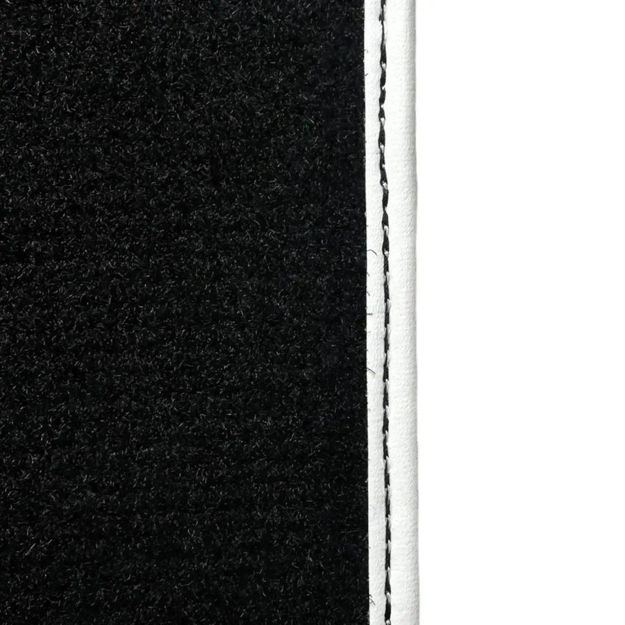 Black Floor Mats for Mini Cooper / One F55 5-Doors (2015-2023) with Leather | White Trim - AutoWin