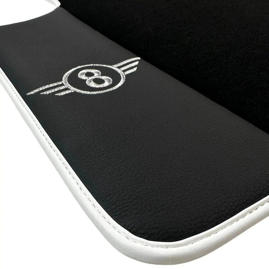 Black Floor Mats for Mini Cooper / One F55 5-Doors (2015-2023) with Leather | White Trim - AutoWin