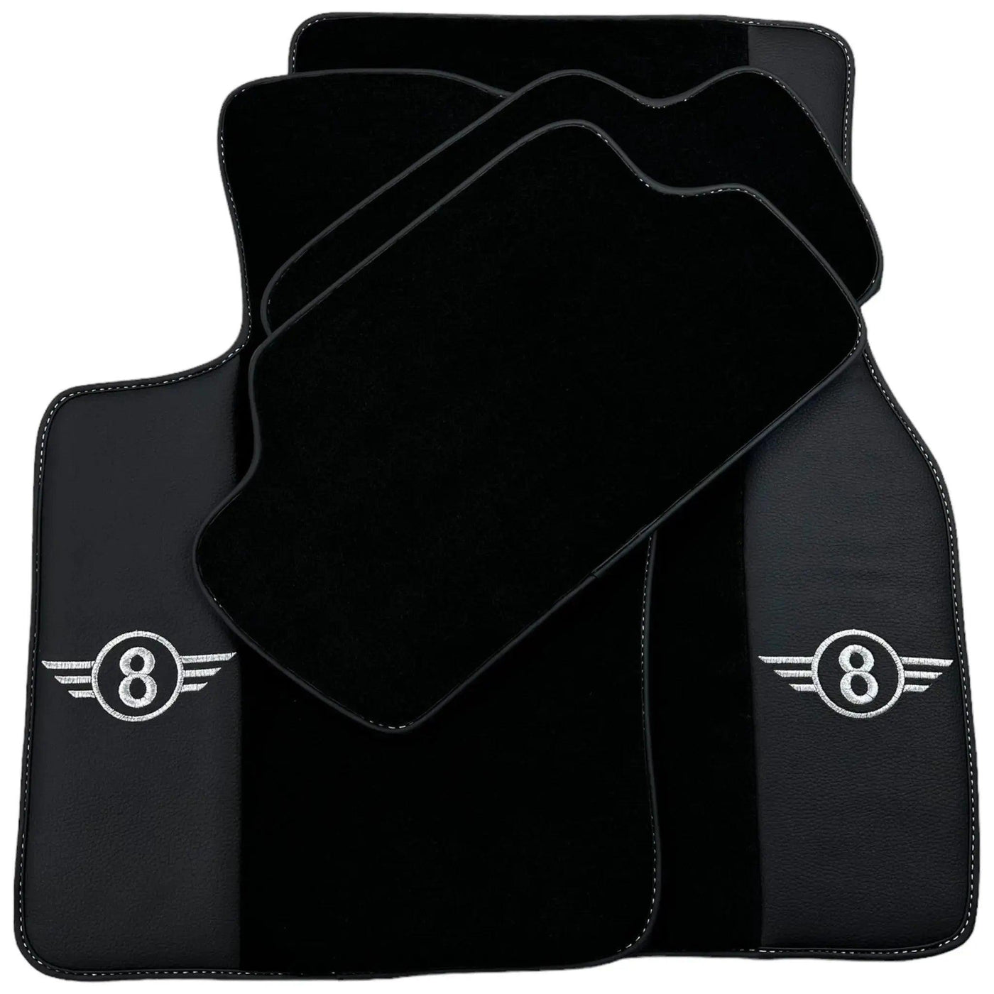 Black Floor Mats for Mini Cooper / One F56 3-doors (2014-2023) with Leather - AutoWin