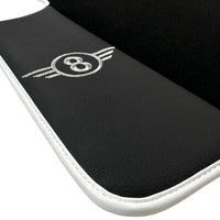 Black Floor Mats for Mini Cooper / One R50 (2001-2007) with Leather | White Trim - AutoWin