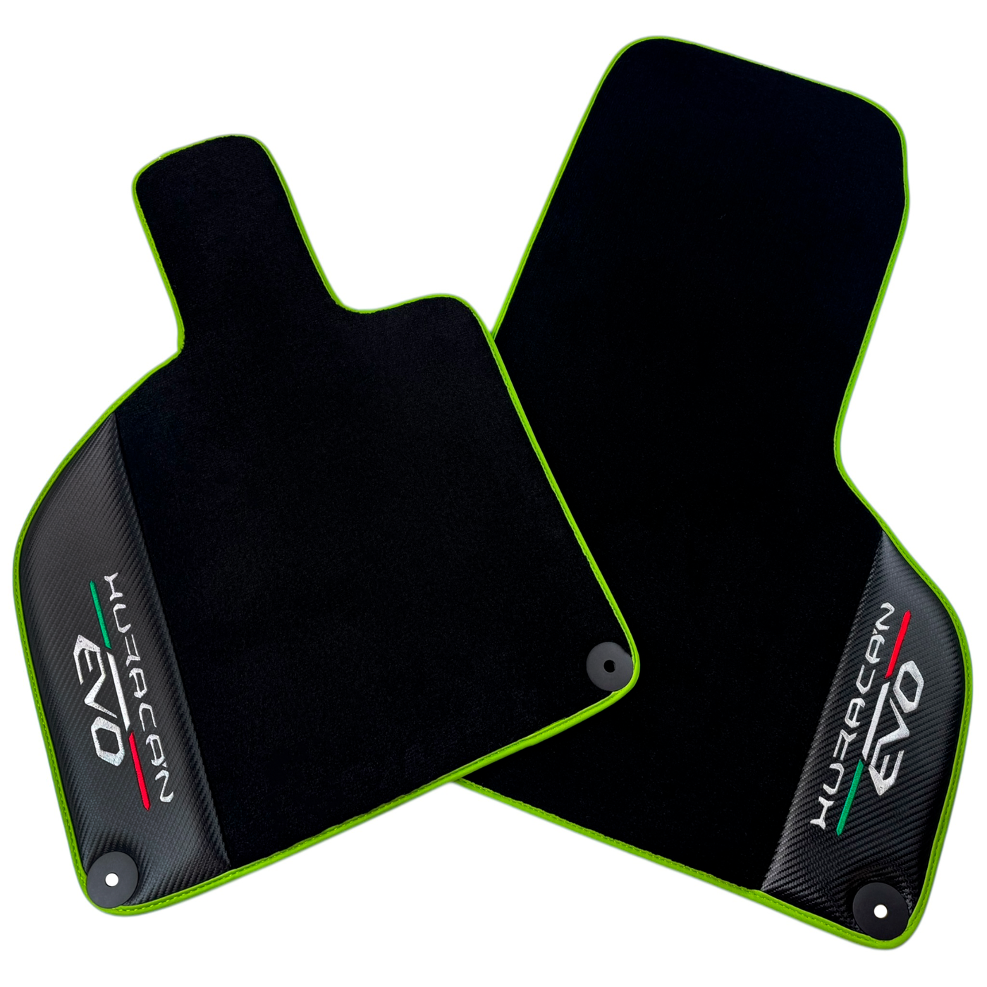 Black Floor Mats for Lamborghini Huracan EVO (2019-2024) with Carbon Fiber Borders