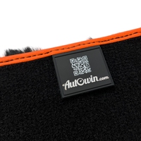 Black Sheepskin Floor Mats for Rolls-Royce Spectre (2023-2024) Orange Leather Trim