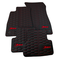 Black Leather Floor Mats for Audi RS 4 B9 Avant (2017-2024) Red Stitching