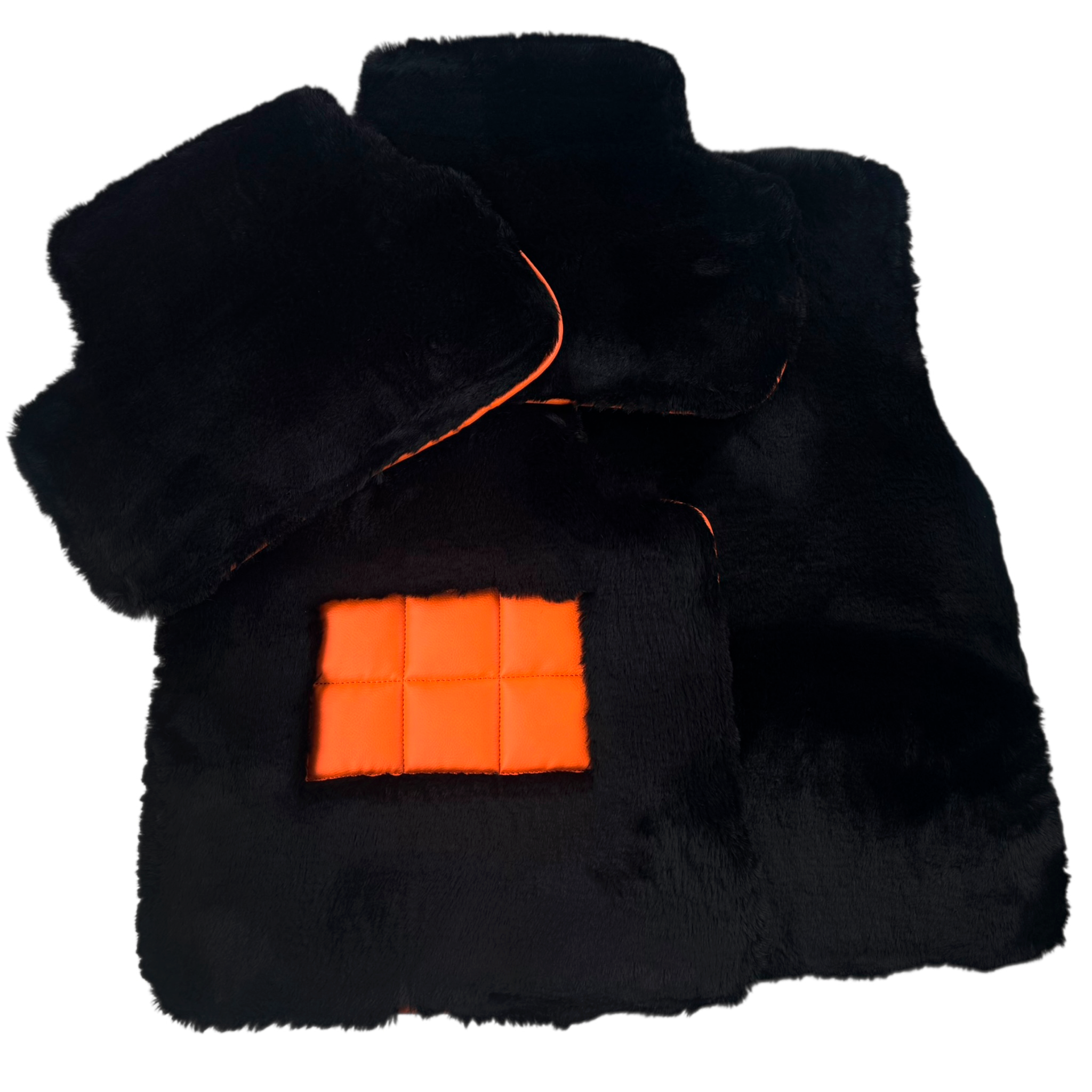 Black Sheepskin Floor Mats for Rolls-Royce Spectre (2023-2024) Orange 