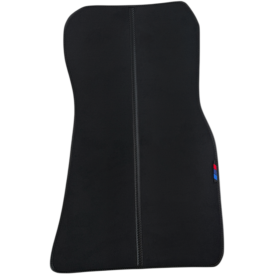 Black Floor Mats for BMW X2 Series F39 with Carbon Fiber Style Detailing