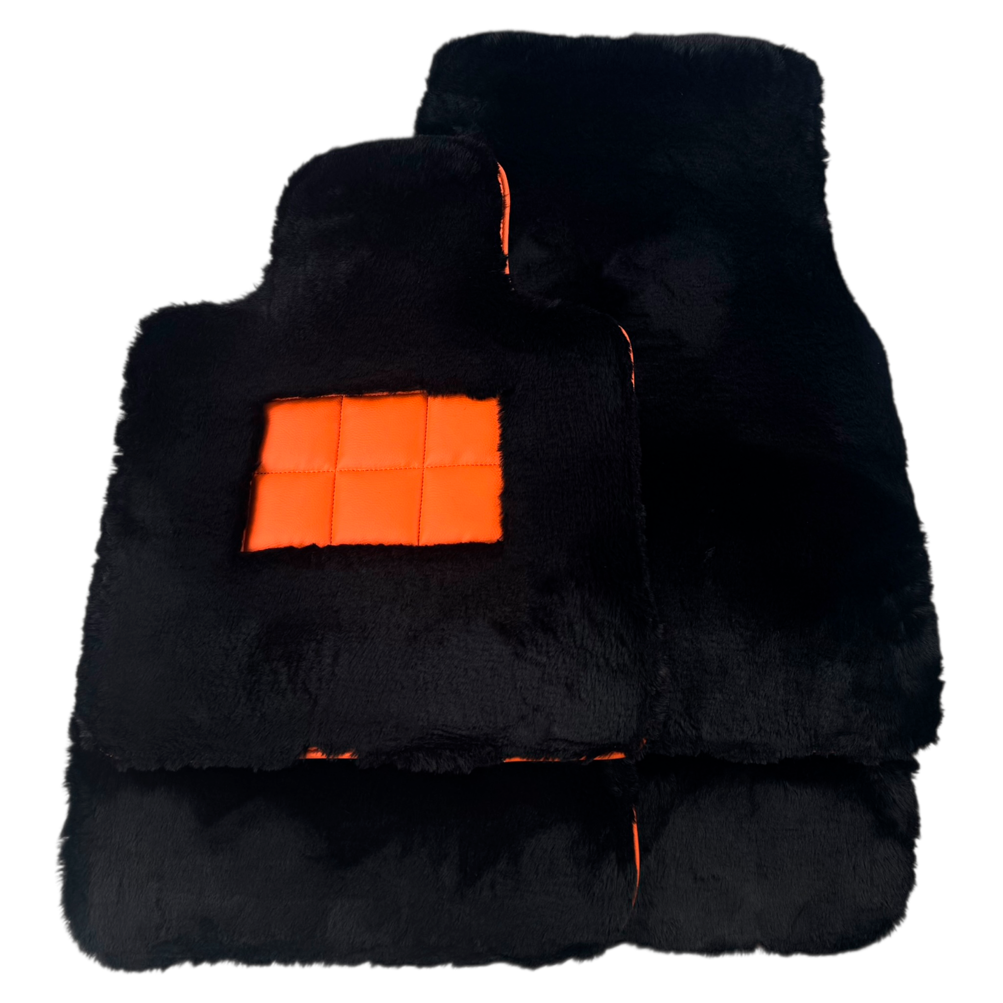 Black Sheepskin Floor Mats for Rolls-Royce Spectre (2023-2024) Orange 
