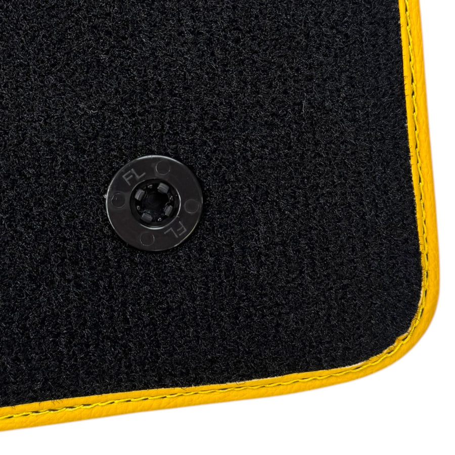 Black Leather Floor Mats for Ferrari SF90 Stradale (2019-2024) with Symmetrical Hex Pattern