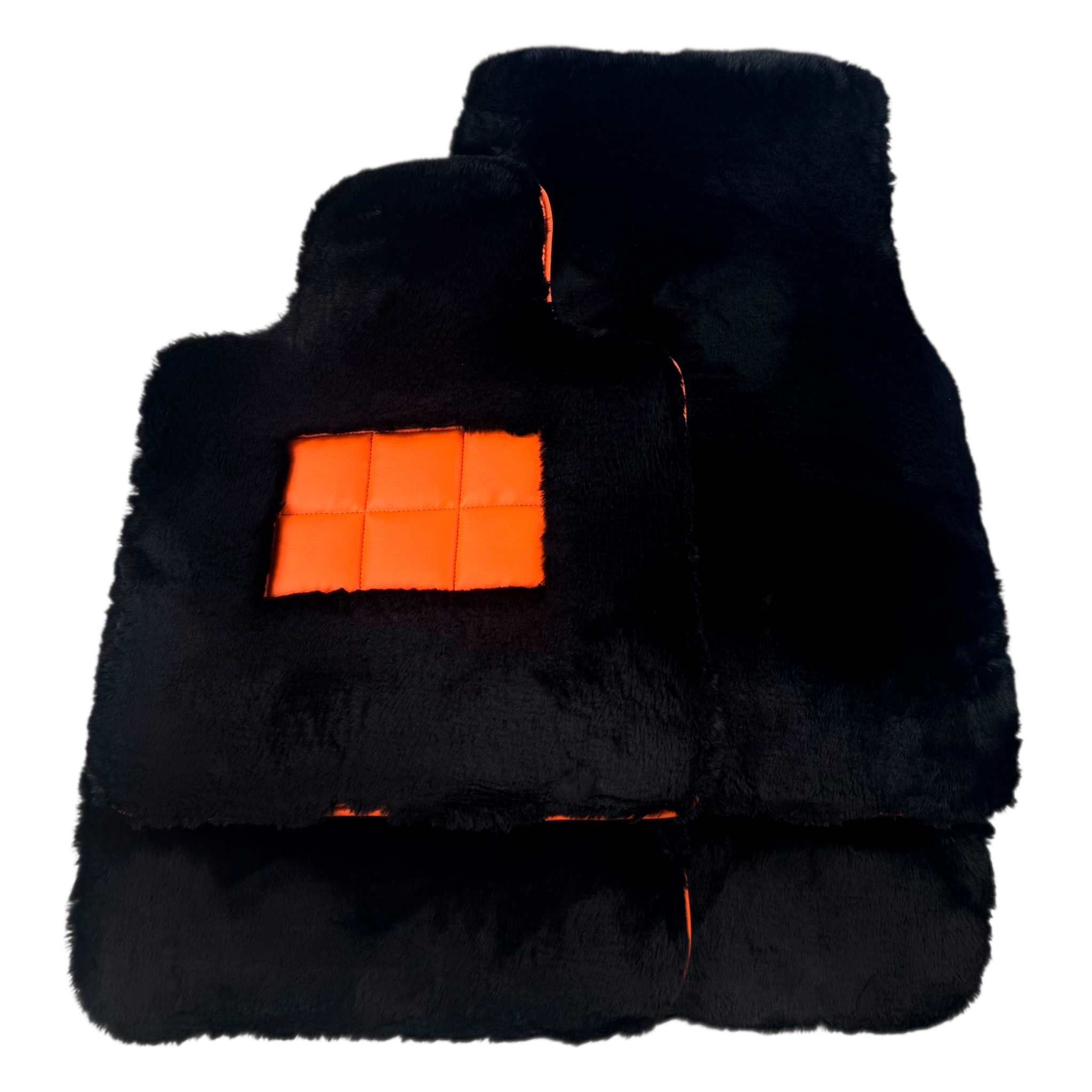 Black Sheepskin Floor Mats for Rolls-Royce Spectre (2023-2024) Orange 