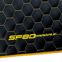 Black Leather Floor Mats for Ferrari SF90 Stradale (2019-2024) with Symmetrical Hex Pattern