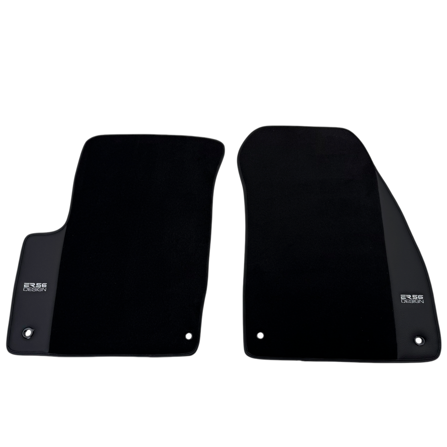 ER56 Design Black Floor Mats for Jeep Wrangler JL (2020-2024) 5 Doors 4xe Leather