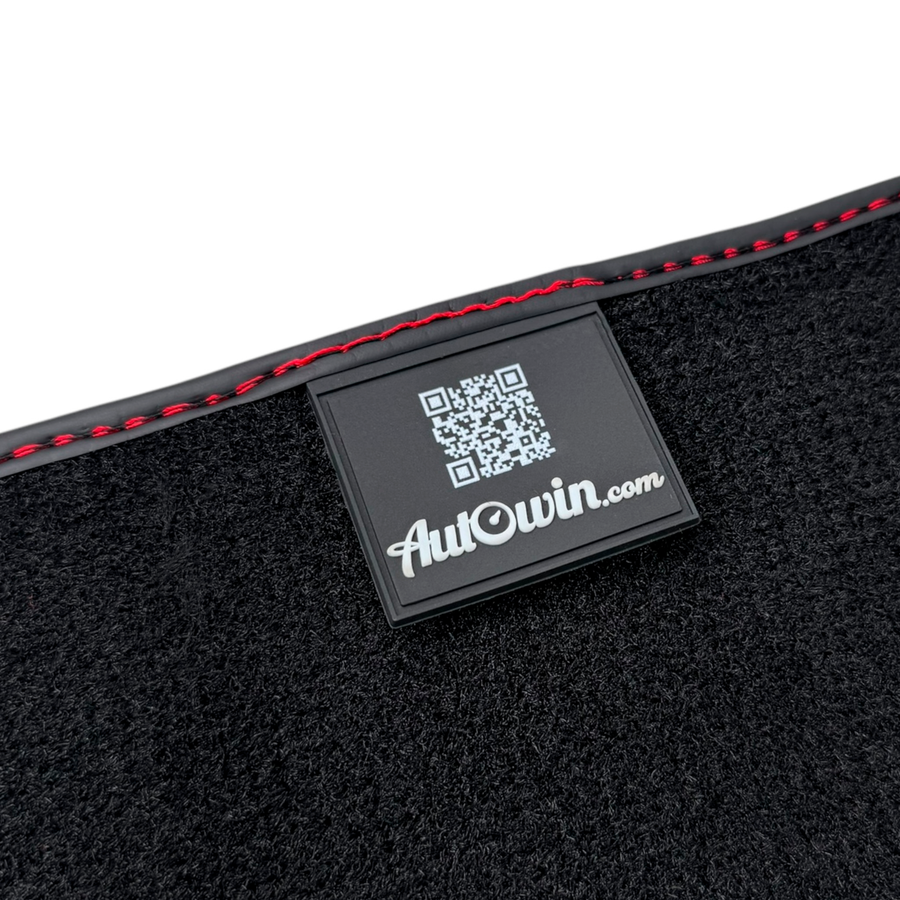 Black Leather Floor Mats for Audi RS 4 B9 Avant (2017-2024) Red Stitching
