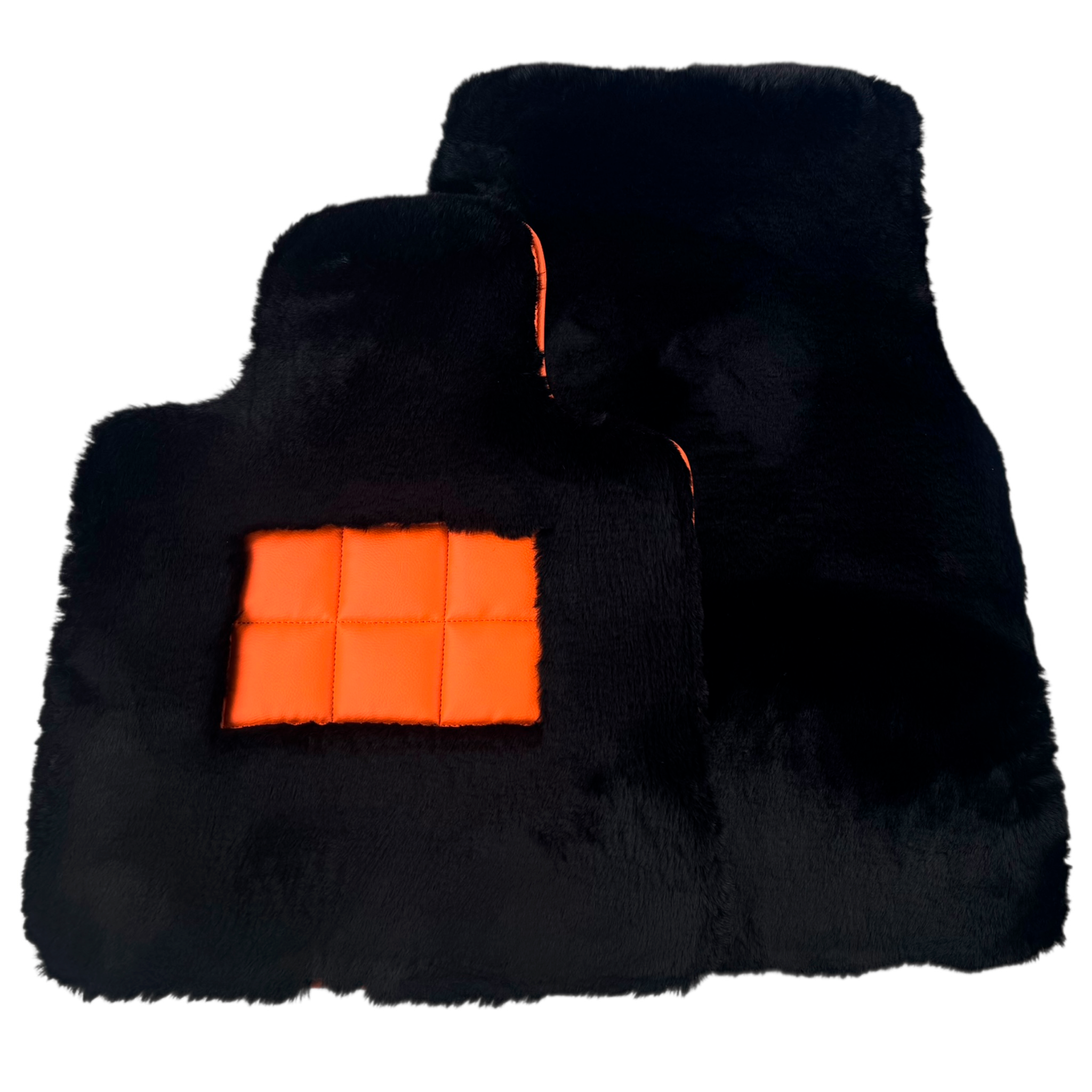 Black Sheepskin Floor Mats for Rolls-Royce Spectre (2023-2024) Orange 