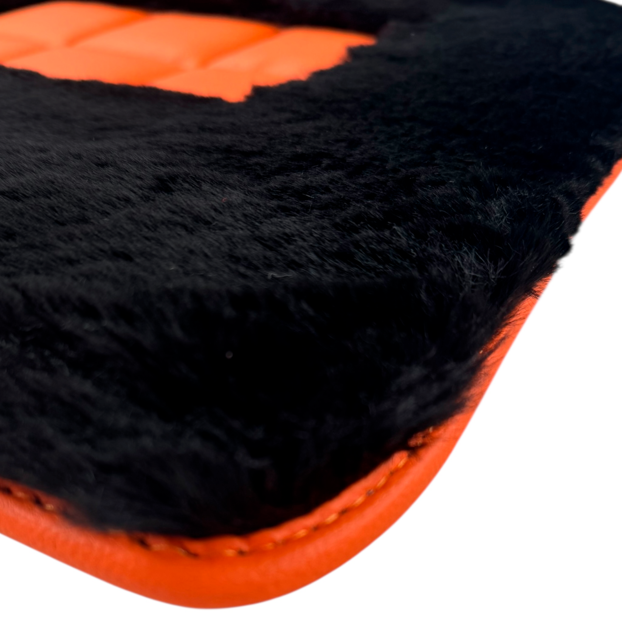 Black Sheepskin Floor Mats for Rolls-Royce Spectre (2023-2024) Orange 