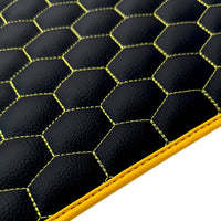 Black Leather Floor Mats for Ferrari SF90 Stradale (2019-2024) with Symmetrical Hex Pattern