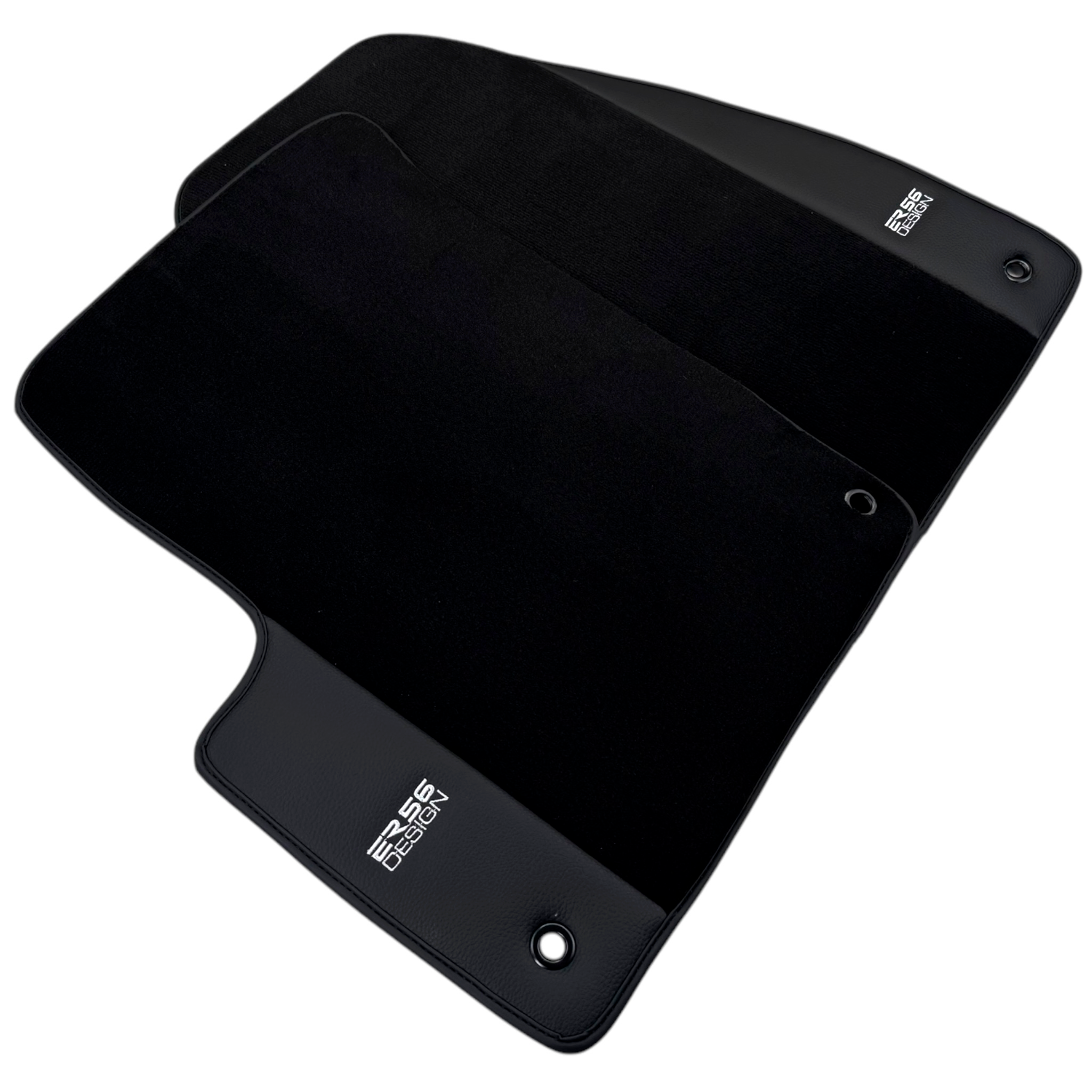 ER56 Design Black Floor Mats for Chevrolet Spark Hatchback (2010-2013) BiFuel with Leather