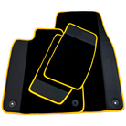 Black Floor Mats for Porsche Taycan (2019-2023) with Leather | Yellow Trim