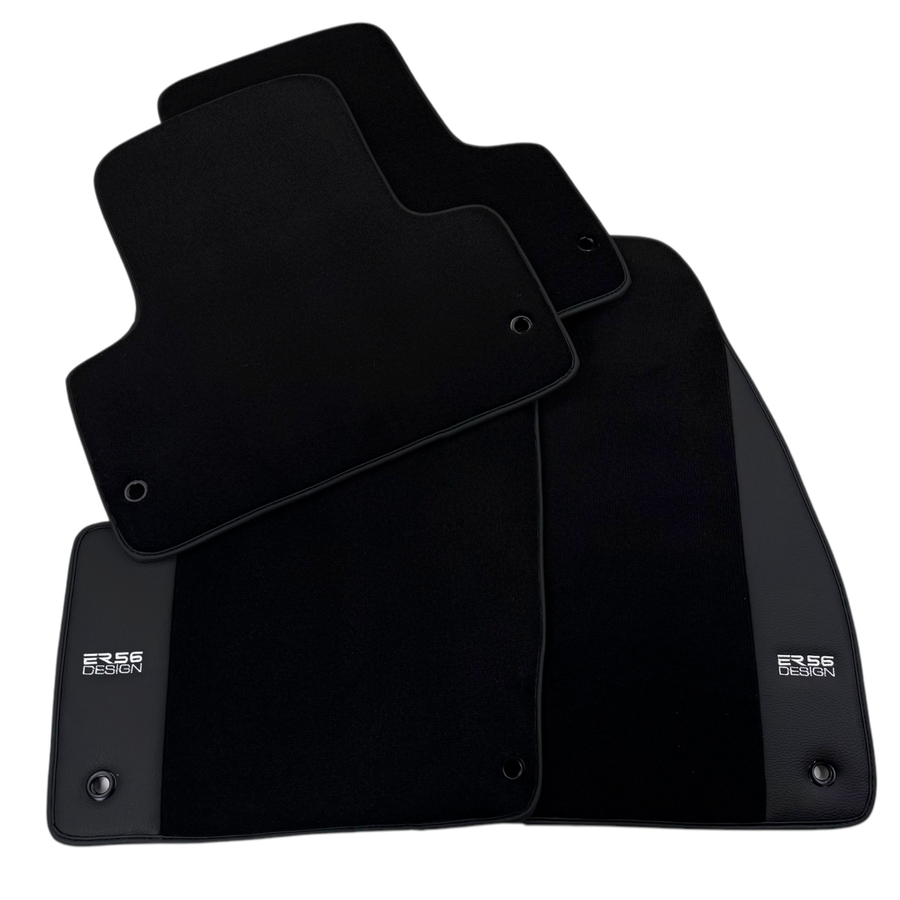 ER56 Design Black Floor Mats for Chevrolet Lanos with Leather