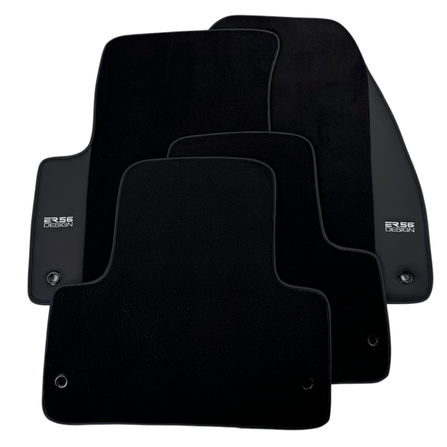 ER56 Design Black Floor Mats for Chevrolet Lanos with Leather