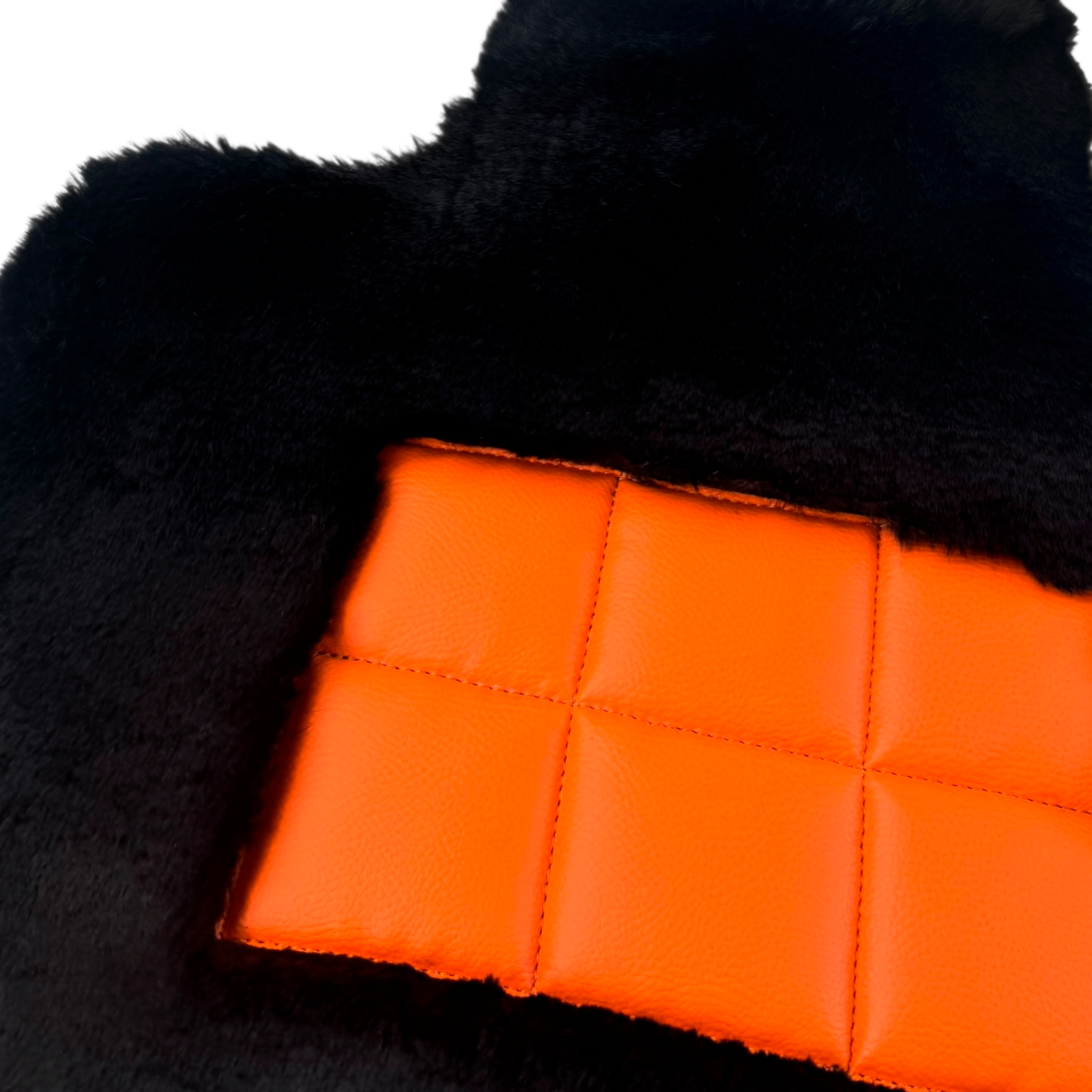 Black Sheepskin Floor Mats for Rolls-Royce Spectre (2023-2024) Orange 