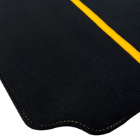 Black Floor Mats For Ferrari 488 Pista 2019-2021 With Yellow Leather
